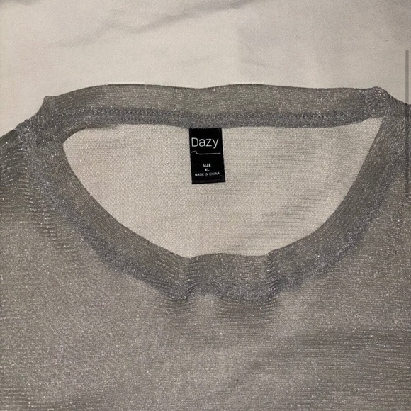 SHEIN DAZY Semi Sheer Mesh Top Silver/Gray Size XL - Picture 3 of 5